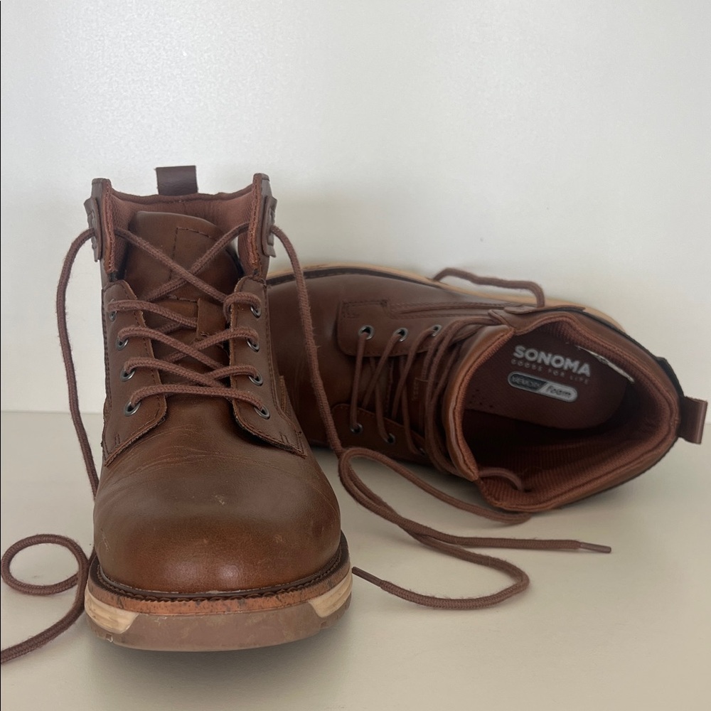 Sonoma Men's Tan Lace-Up Boots